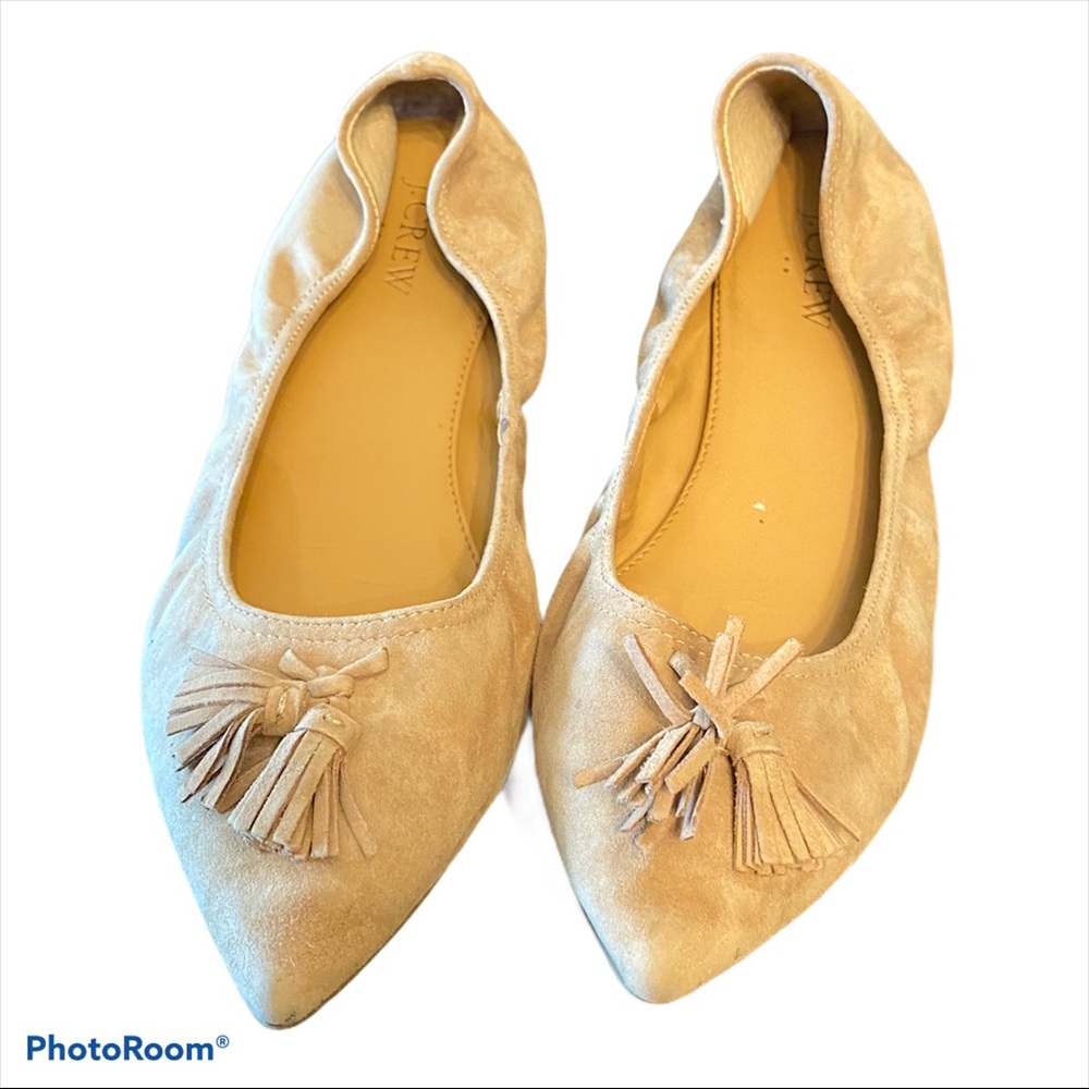 J Crew Pointed Toe Tassel Ballet Flats Size 9